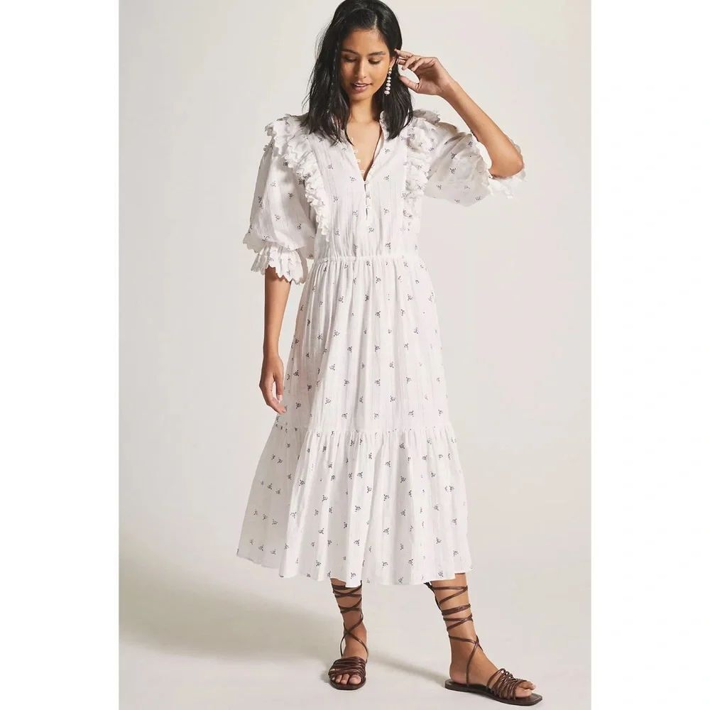 Anthropologie Magali Pascal Dobby Printed Midi Dress